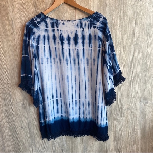 Christopher banks tie dye fringe top 1X - Picture 5 of 13